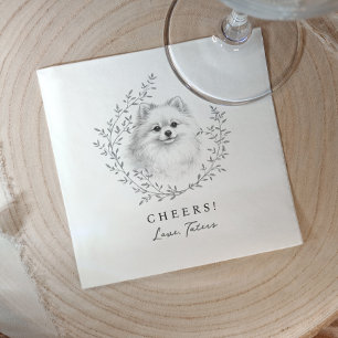 Pet Sketch Pomeranian Elegant Wedding Dog Napkins