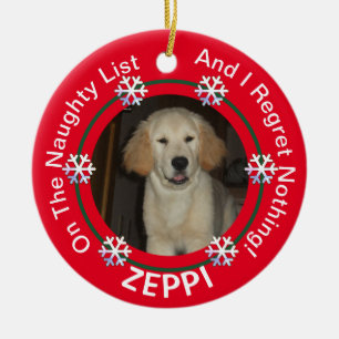 Pet Snowflake Naughty List Christmas Ceramic Ornament
