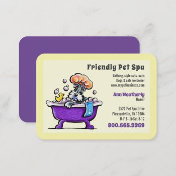 Pet Spa Dog Grooming Schnauzer Bath Yw Business Card by offleashart at Zazzle