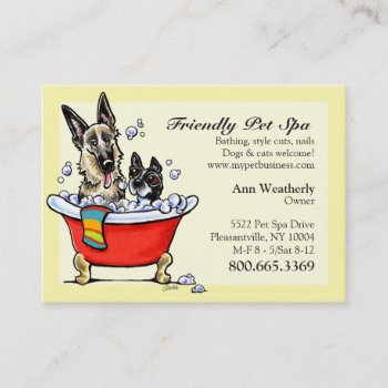 Pet Spa Grooming Boutique Happy Fancy Business Card by offleashart at Zazzle