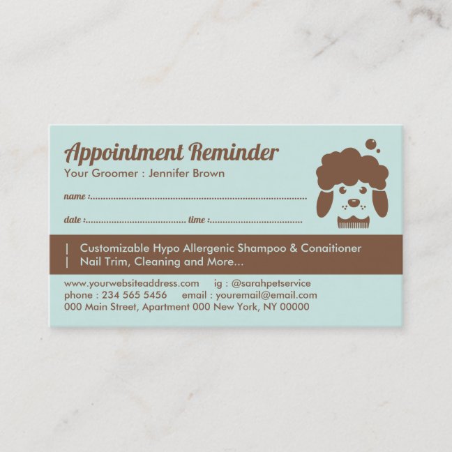 Pet Spa Salon Appointment Dog Groomer Business Card