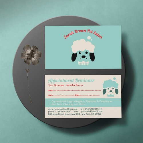 Pet Spa Salon Appointment Remind Dog Groomer Business Card