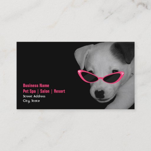 Customizable Pet Spa Salon - Dog With Pink Sunglasses Business Cards