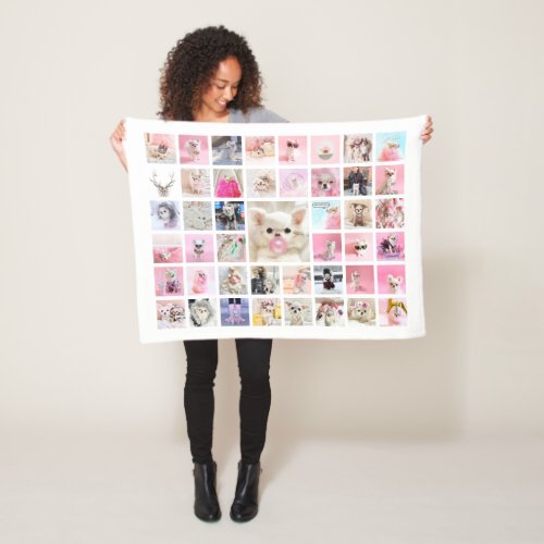 Pet Star  Custom 45 Photo Only Collage Horizontal Fleece Blanket