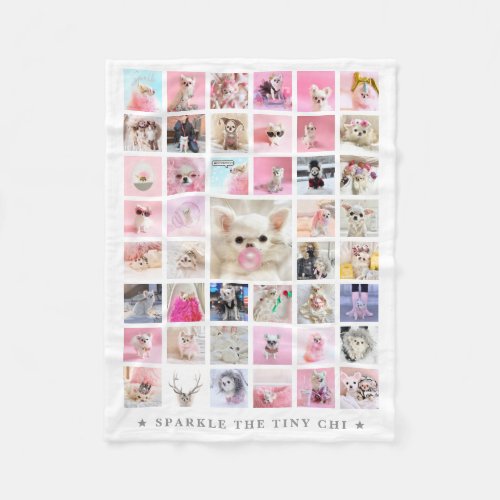 Pet Star  Personalized 45 Photo Collage and Name Fleece Blanket