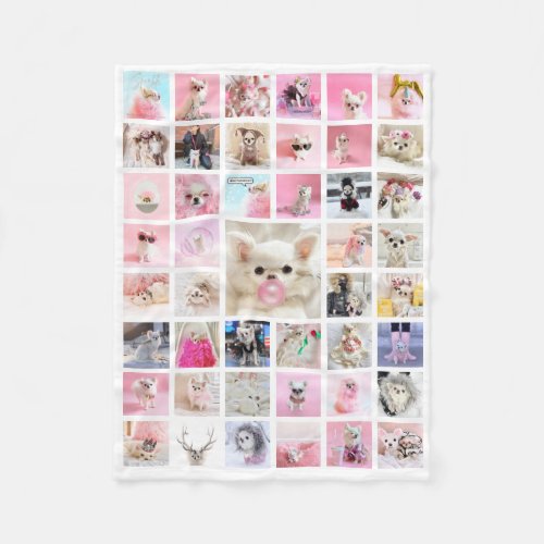 Pet Star  Personalized 45 Photo Collage Fleece Blanket