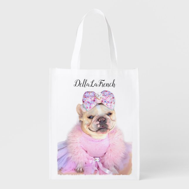 Pet Star | Personalized Dog Photo and Text  Grocery Bag (Front)