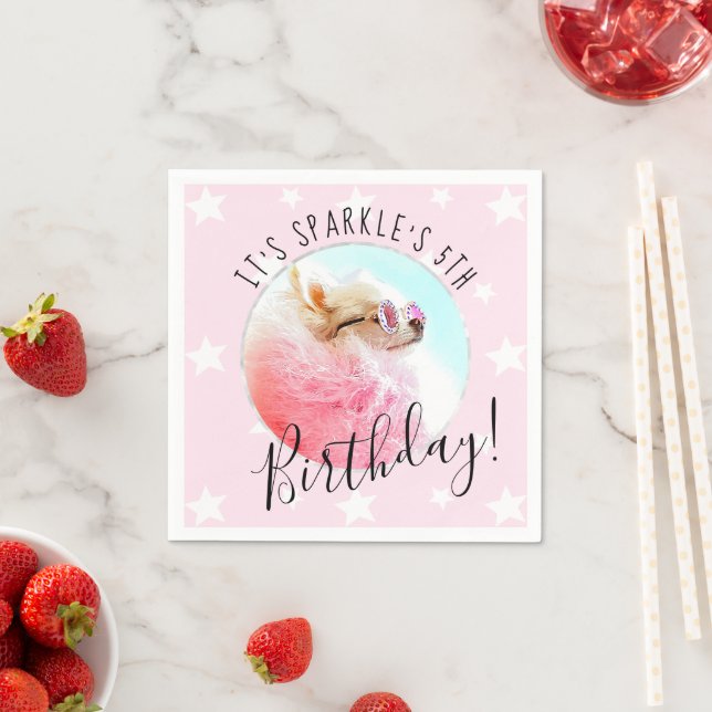 Pet Star | Photo Pet Birthday Party Pink Napkins (Insitu)