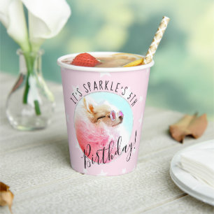 Pet Star Photo Pet Birthday Party Pink Paper Cups