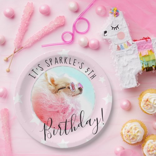 Pet Star  Photo Pet Birthday Party Pink Paper Plates