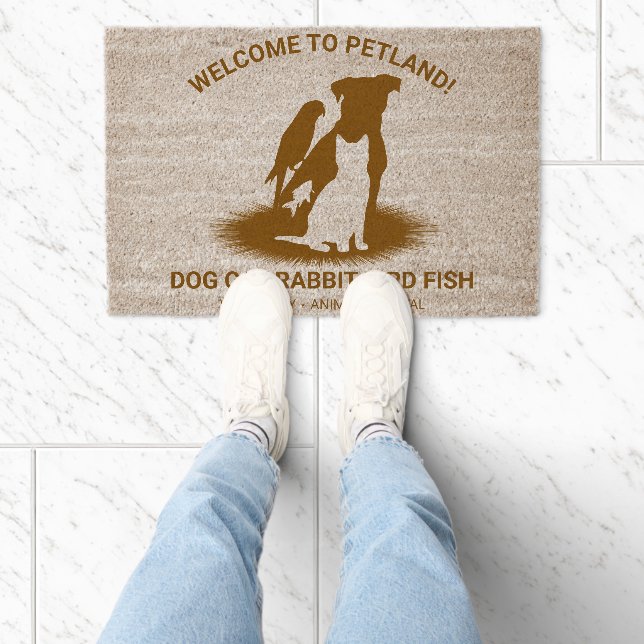 Pet Store cat dog bird rabbit fish Welcome Fiber Doormat (Insitu)