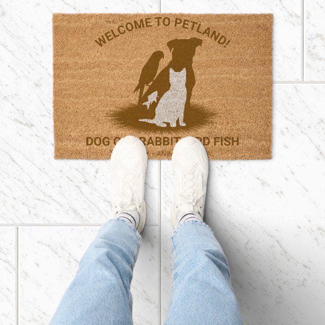 Pet Store cat dog bird rabbit fish Welcome Fiber Doormat