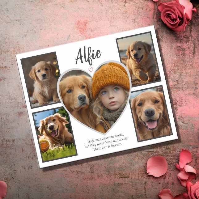 Pet Sympathy 5 Photo Collage Card (Custom dog sympathy 5 photo collage )