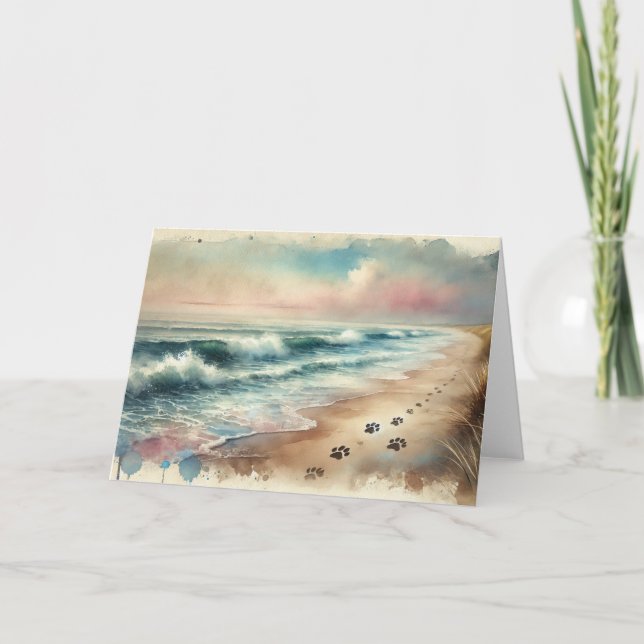 Pet Sympathy Beach Watercolor Card (Front)