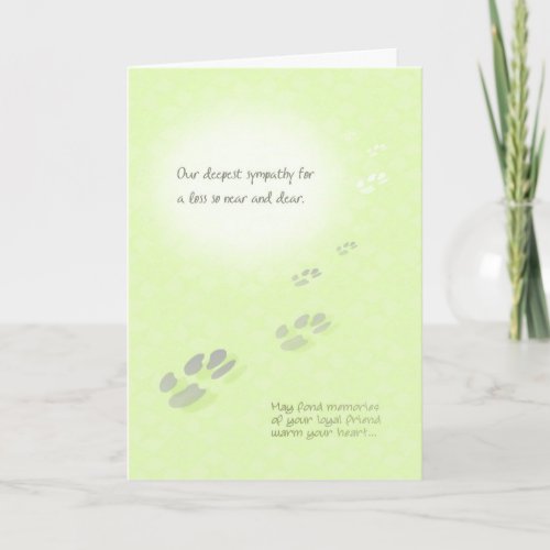 Pet Sympathy Card _ Deepest Sympathy Pawprints