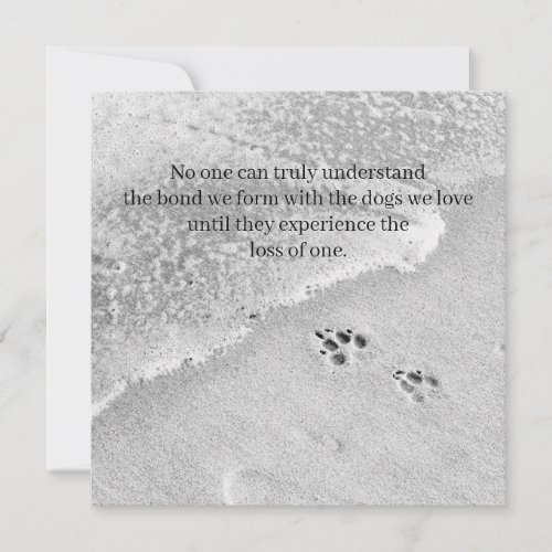 Pet Sympathy Card Dog Paw Prints on Beach 