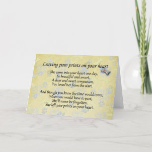 Pet sympathy card for pet loss - Leaving paw print