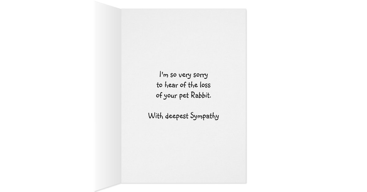 pet sympathy card loss of pet rabbit