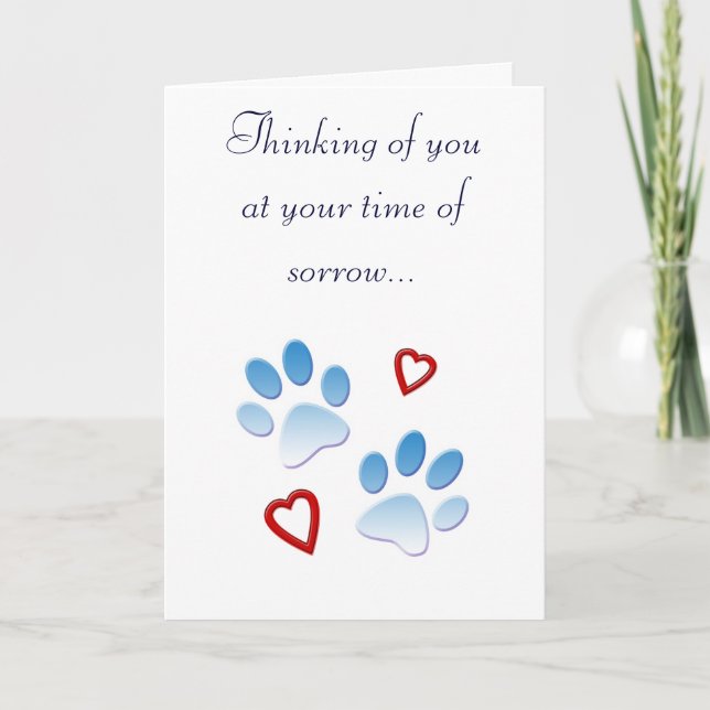 Pet Sympathy Card Paws and Hearts (Front)