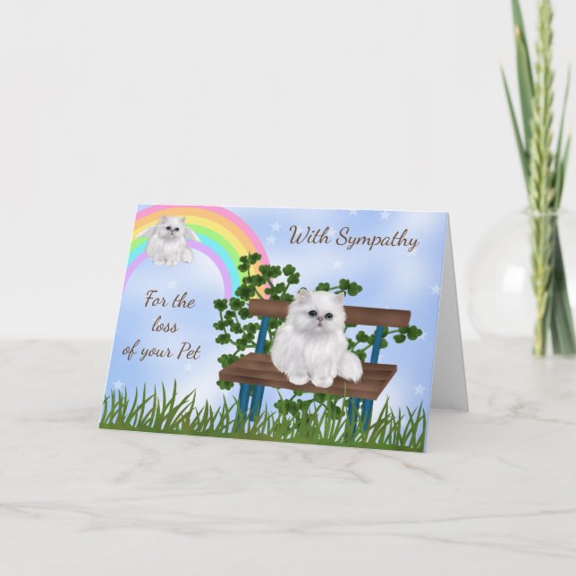 Pet Sympathy Card with White Cat and Cat with Wing (Front)