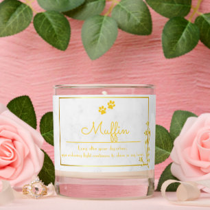 Pet Sympathy Elegant Minimalist Golden Paw Prints Scented Candle