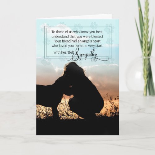 Pet Sympathy for Loss of a Dog Tender Message Card