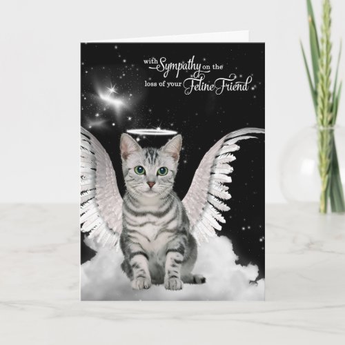 Pet Sympathy Loss of a Cat Tabby Angel Card