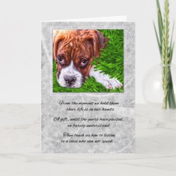 Pet Sympathy Loss Of A Dog Boxer With Stone Gray Card by PAWSitivelyPETs at Zazzle