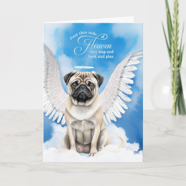Pet Sympathy Loss of a Dog Pug Angel Card (Front)