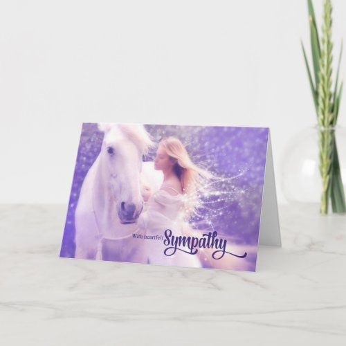 Pet Sympathy Loss of a Horse Angel and Purple Card