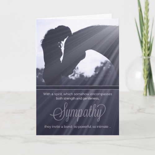 Pet Sympathy Loss of a Horse Deep Blue Spirt Bond Card