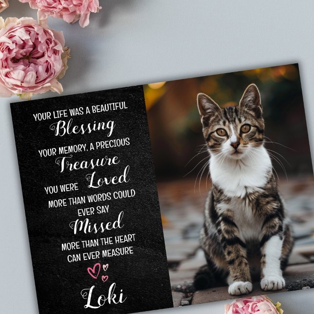 Pet Sympathy Personalized Photo Cat Loss Card (cat loss)