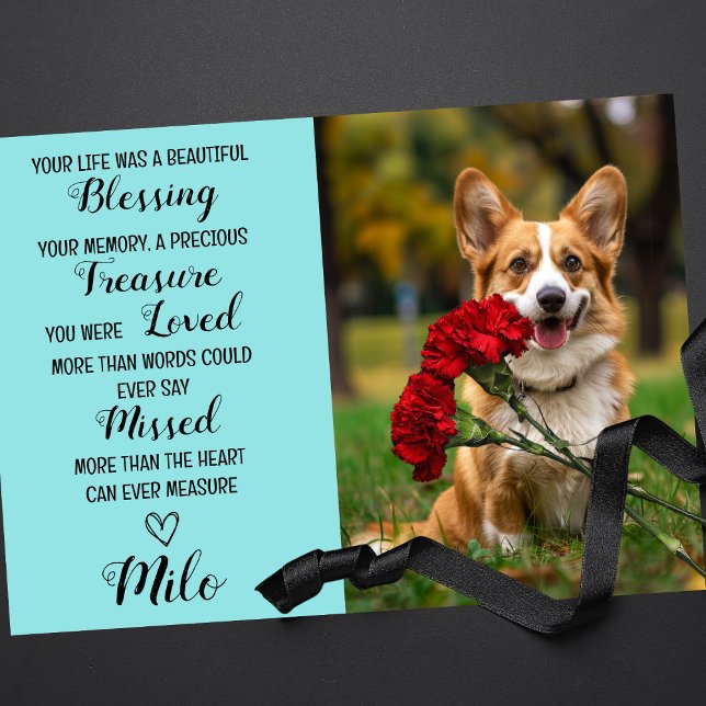 Pet Sympathy Personalized Photo Pet Loss Card (Dog death sympathy card)
