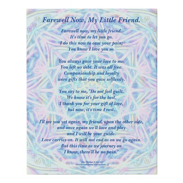 Pet Sympathy Poem 12 x 14 Faux Wrapped Canvas PBP (Front)