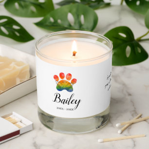 Pet Sympathy Rainbow Bridge Paw Print Scented Candle