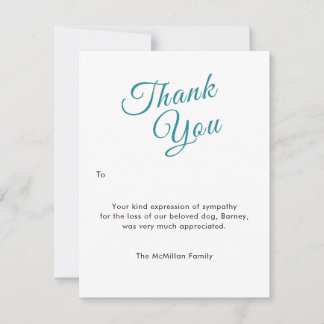 Pet Sympathy Thank You Response Photo Flat Card