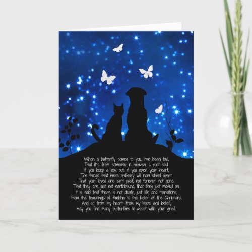 Pet Sympathy With Spiritual Poem and Butterfly Card