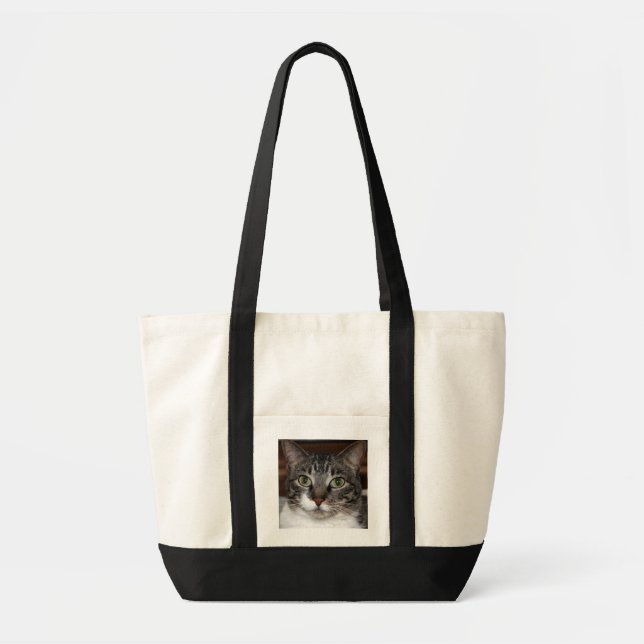 Pet Tabby Cat Face Photo Tote Bag (Front)