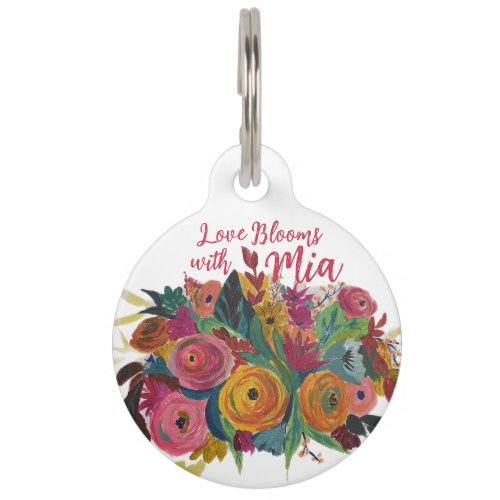 Pet tag Love Blooms with your pets name