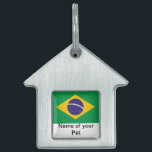 Pet Tag with Flag of Brazil<br><div class="desc">Keep your furry friend stylish and safe with our exclusive pet tag featuring the flag of Brazil! Crafted with meticulous attention to detail, this pet tag is more than just an identification accessory; it’s a celebration of Brazil’s vibrant culture and love for animals. The eye-catching design prominently displays the iconic...</div>