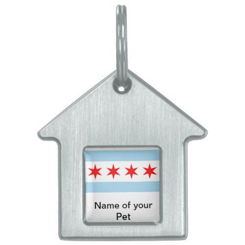 Pet Tag with Flag of Chicago Illinois State