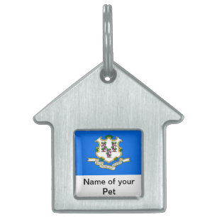 Pet Tag with Flag of Connecticut State