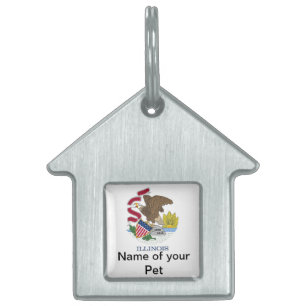Pet Tag with Flag of Illinois State