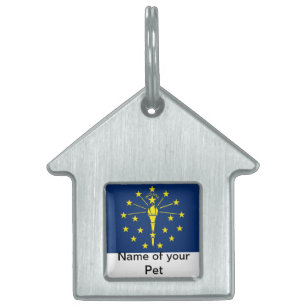 Pet Tag with Flag of Indiana State