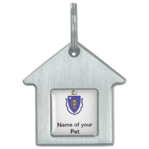 Pet Tag with Flag of Massachusetts State