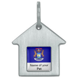 Pet Tag with Flag of Michigan State