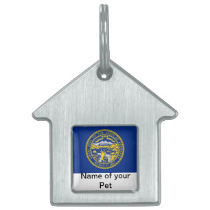 Pet Tag with Flag of Nebraska State