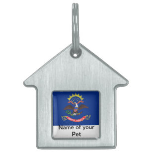 Pet Tag with Flag of North Dakota State