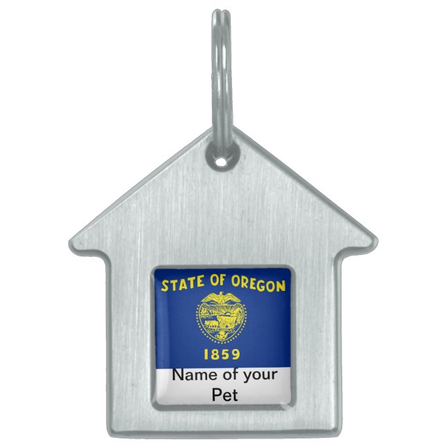 Pet Tag with Flag of Oregon State (Front)