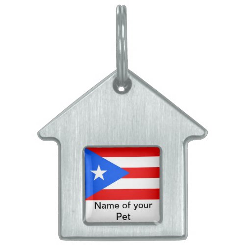 Pet Tag with Flag of Puerto Rico State